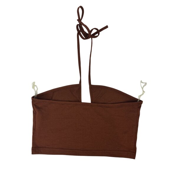 Brown Shein Halter Crop Top With Rhinestone Skeleton Hand Design Size XS - Picture 2 of 5